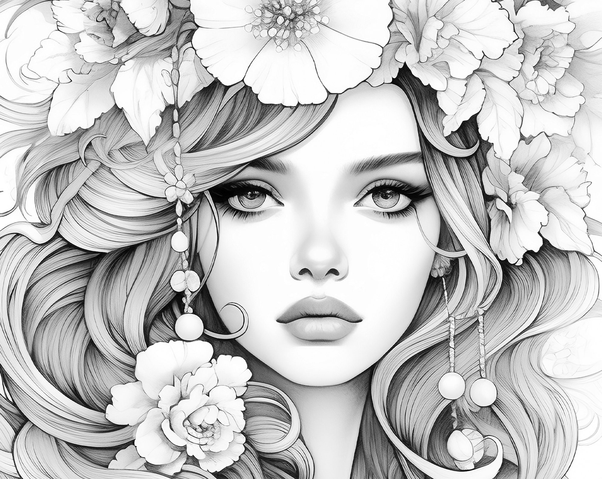 Fierce and Fabulous: Beautiful Women Illustrations: Stylish Grayscale  Coloring Book With Enchanting Ladies For Adults and Teens (Stylish coloring