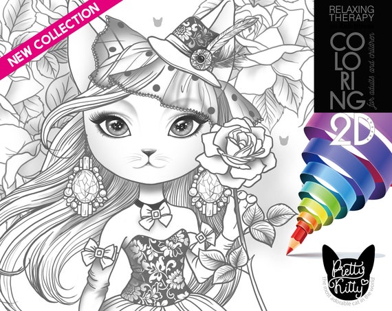 printable coloring kids coloring page kitty kitten digital etsy