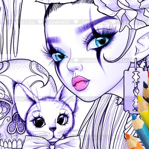 Halloween, Printable Adult Colouring Page, Cute Vampire, Cat, Scull