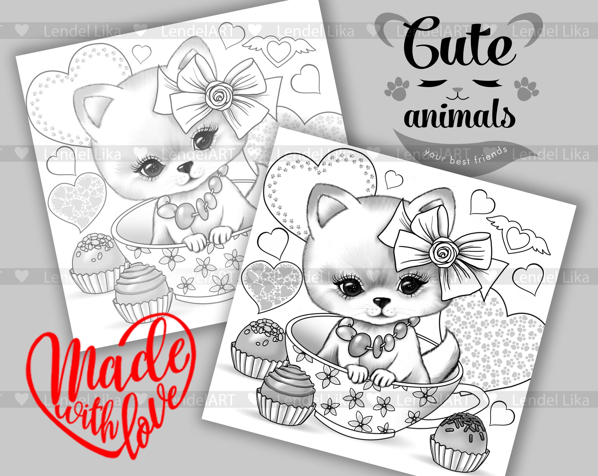 Printable coloring page Doggy & Candy Dog Kids coloring Etsy España