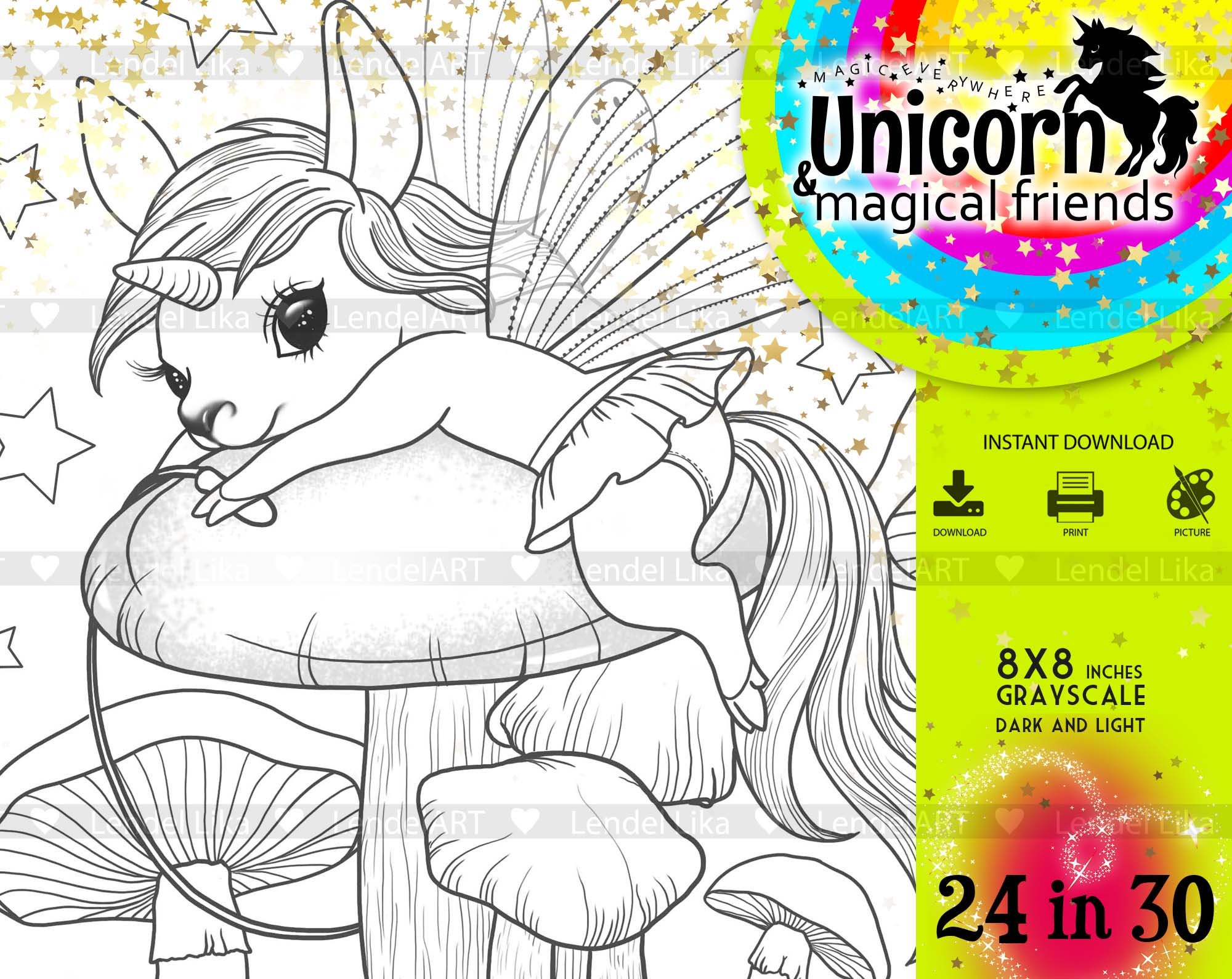 Coloring Page for Kids Unicorn & Skipping rope Printable | Etsy