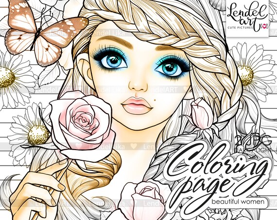 Printable Coloring Page Girl Portrait, Coloring Page For Adults.