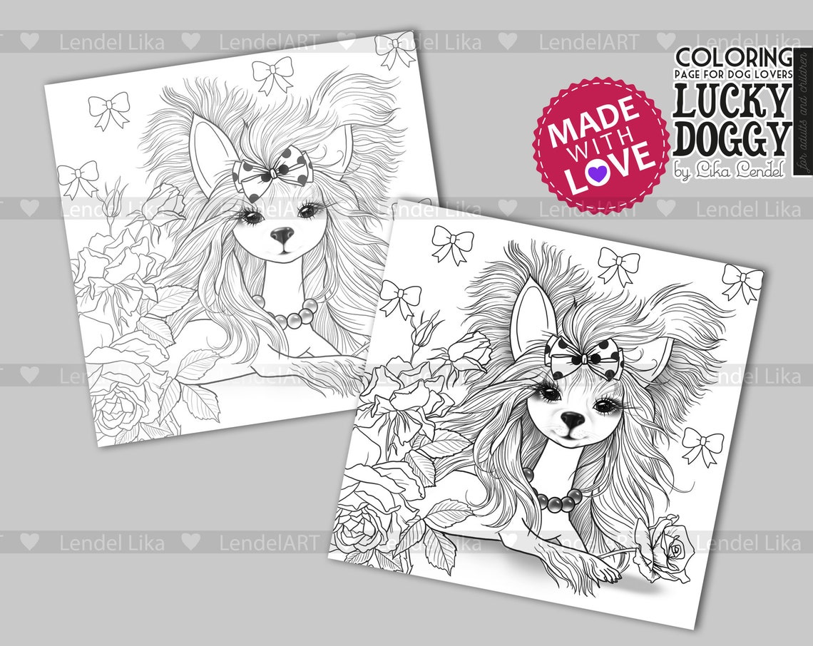PRINTABLE Coloring Page Lucky doggy set4/30 dog puppy | Etsy