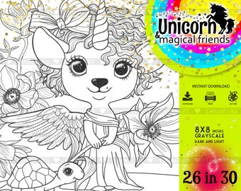 unicorn coloring printable kids coloring page coloring page etsy india