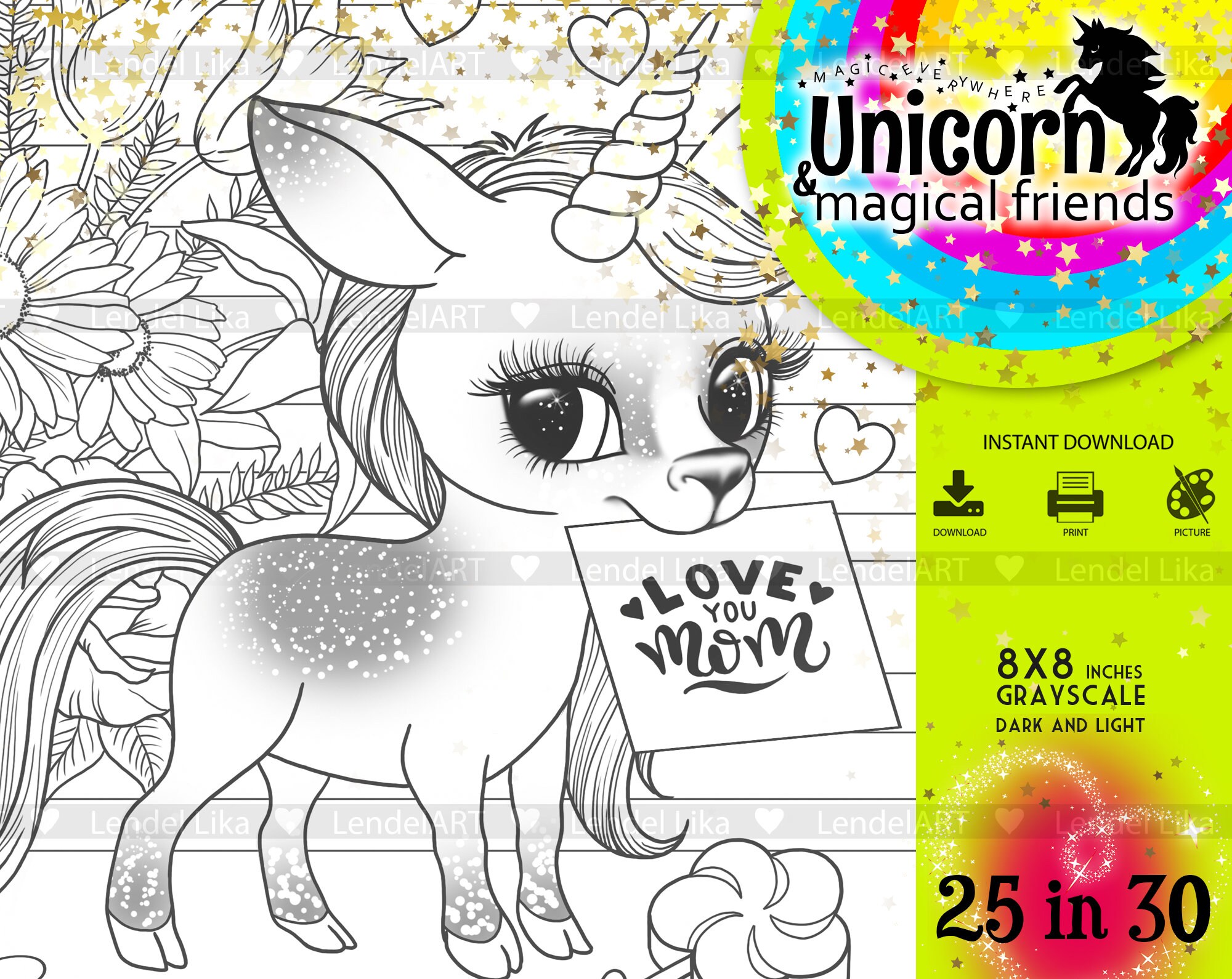 Unicorn Coloring Pages Printable Coloring Pages for Girls - Etsy