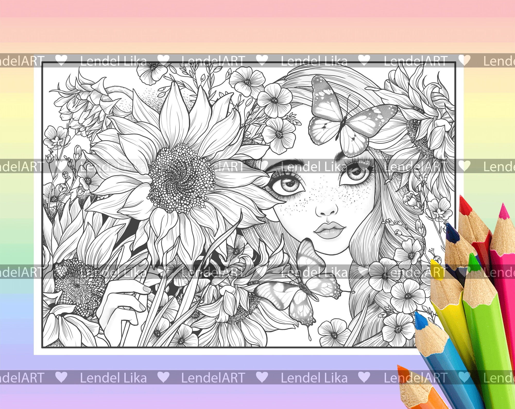 Printable Coloring Page Girl Portrait Coloring Page for - Etsy UK