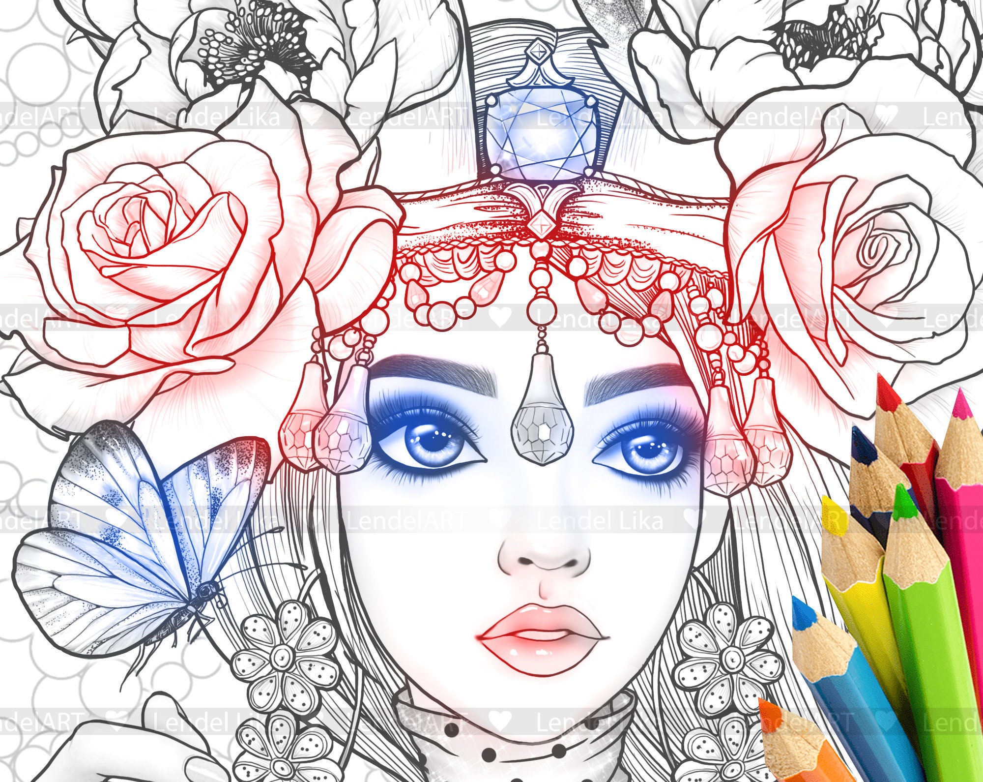 Printable Coloring Page Girl Portrait Coloring Page for - Etsy UK