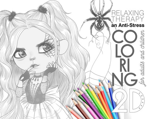 Coloring Pages Fairy Halloween Coloring Anti-stress | Etsy