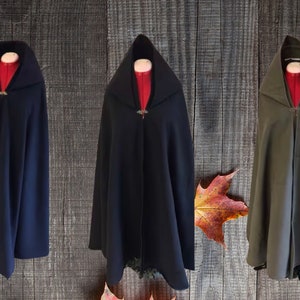 Long hooded cape, magician cape, Druid cape, middle ages cape, elven cape, viking cape, elven cape, black brown or gray cape