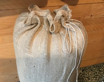 sac en toile de jute brute grande taille avec cordon coton de serrage, sac à vrac, sac fourre-tout, sac baluchon en fil de jute naturel