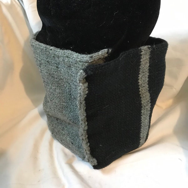 Écharpe tricotée en laine pour lui, snood, Cache-nez, tour de cou, col montant discret, écharpe en laine tricotée grise et noire