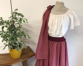 Ensemble été femme, jupe courte été plein cercle, jupe midi été en coton,  jupe boho gitane fluide, jupe courte taille haute, jupe tango