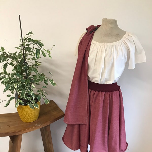 Ensemble été femme, jupe courte été plein cercle, jupe midi été en coton,  jupe boho gitane fluide, jupe courte taille haute, jupe tango