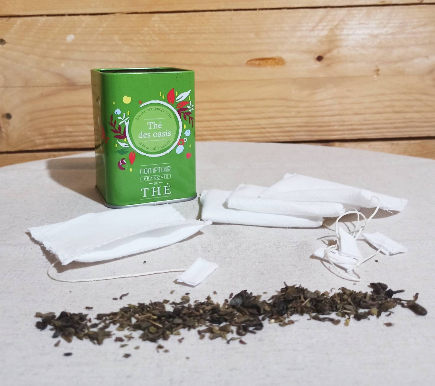 Sachet A Thé Lavable Réutilisable, Sachet Infusion Zéro Déchet Coton Bio Blanc Fait Mains