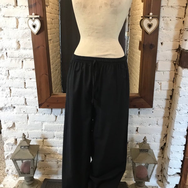 Pantalon droit, pantalon décontracté, pantalon coton noir