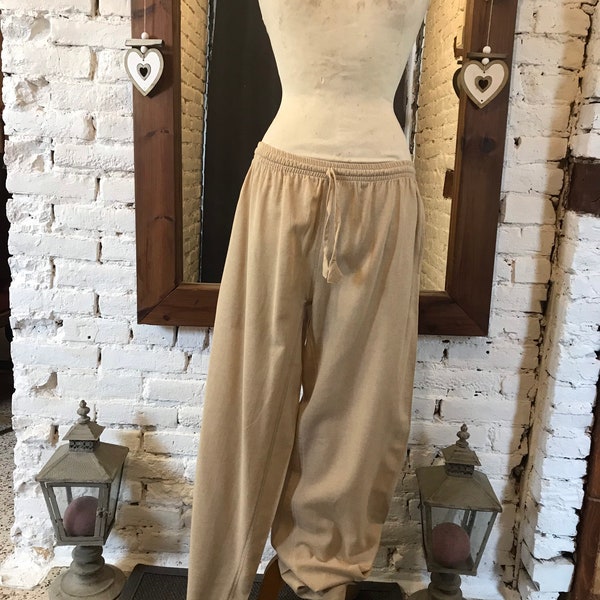 Pantalon droit, pantalons décontracté, pantalon bohème coton beige