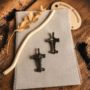 Fermoir viking Marteau de Thor – Attache à crochet à coudre en métal bronze – Accroches Pour bandes molletières winningas