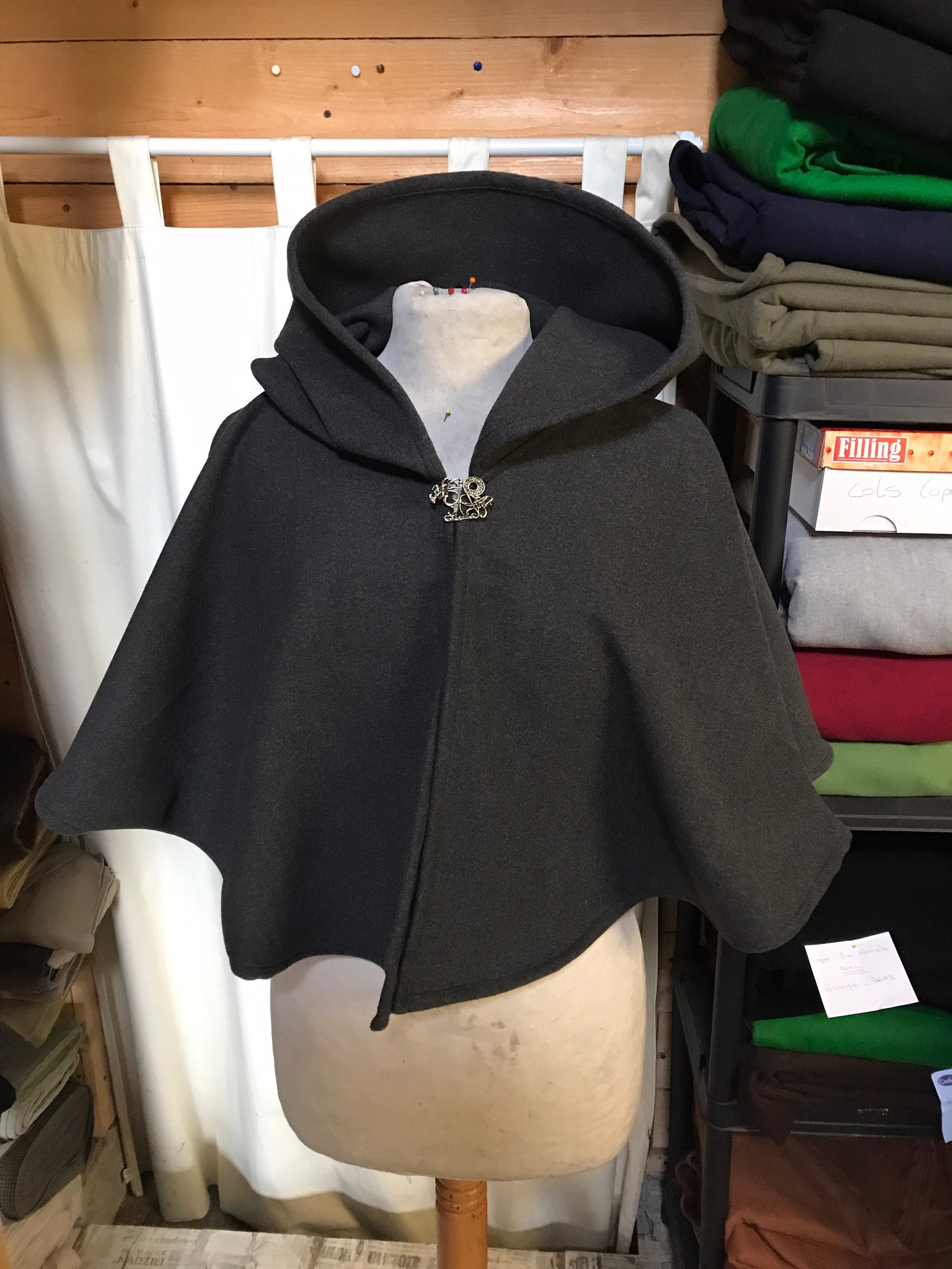 Hood Short Hooded Cape Medieval Archer Hood in Wool 80% -  Israel