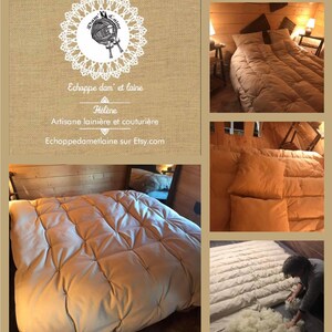Handmade duvet 220240, 2 people, 100% natural duvet in virgin sheep wool, soft and warm duvet, cozy quilted bed duvet image 8