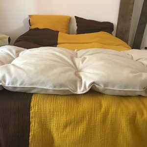 Edredon 90/160 cm, édredon traditionnel en lin/coton et laine de mouton vierge, édredon lit, couette courte lit, couvre lit matelassé cosy image 5