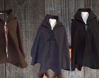Cape, short hooded cape, elven women's cape, capelet, hooded cape coat, bright wool cape, middle ages cape, medieval cape