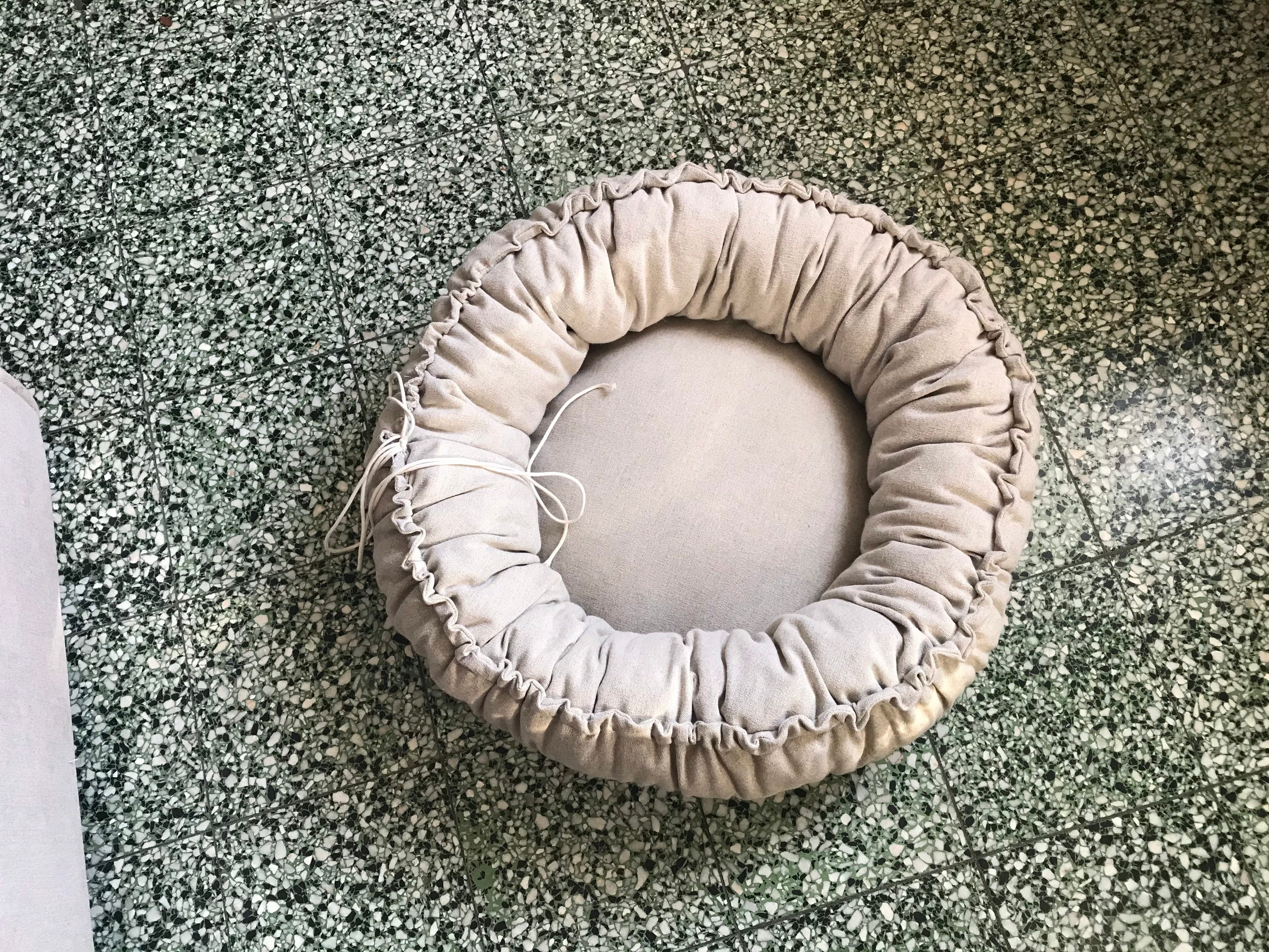 Lit à Chat, Niche Pour Chat ou Petit Animal, Couchage Rétractable , Oreiller Refermable en Lin et La