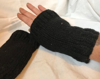 Mitaines homme femme, mitaines longues, mitaine en laine doublées polaire, mitaines tricot, gants, chauffe main, gants sans doigts, gantelet