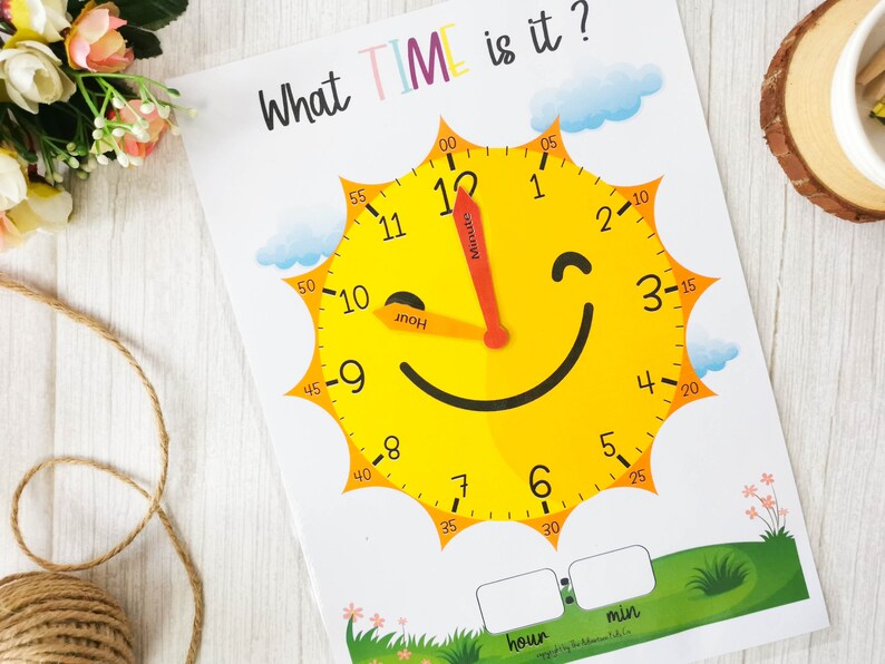Telling the time printables nursery clock digital print busy book