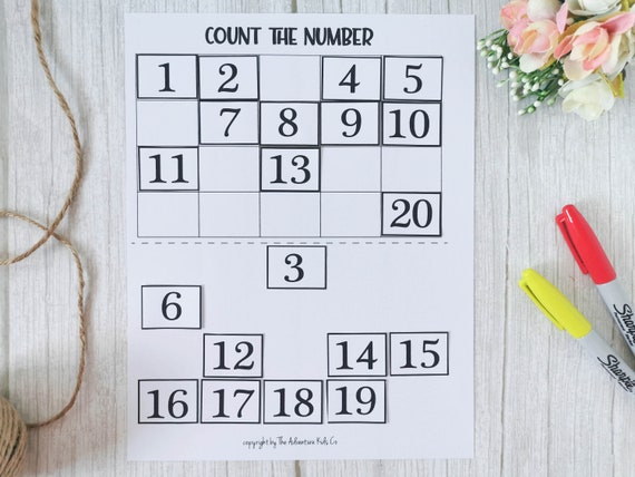 Preschool Number Counting Printable Activity Count to 20 | Etsy