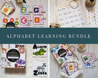 Paquete de libros ocupados preescolares #2, paquete de imprimibles del alfabeto, tarjetas flash del alfabeto, tabla de sonidos iniciales del alfabeto, aprendizaje en el hogar