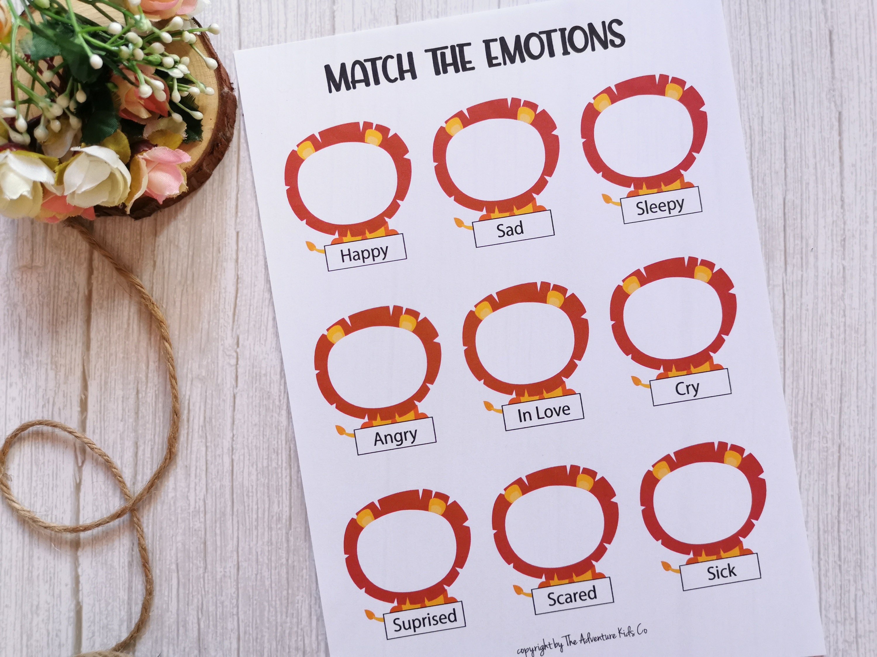 Preschool Lion Match the Emotions Printables, Matching Game Printable ...