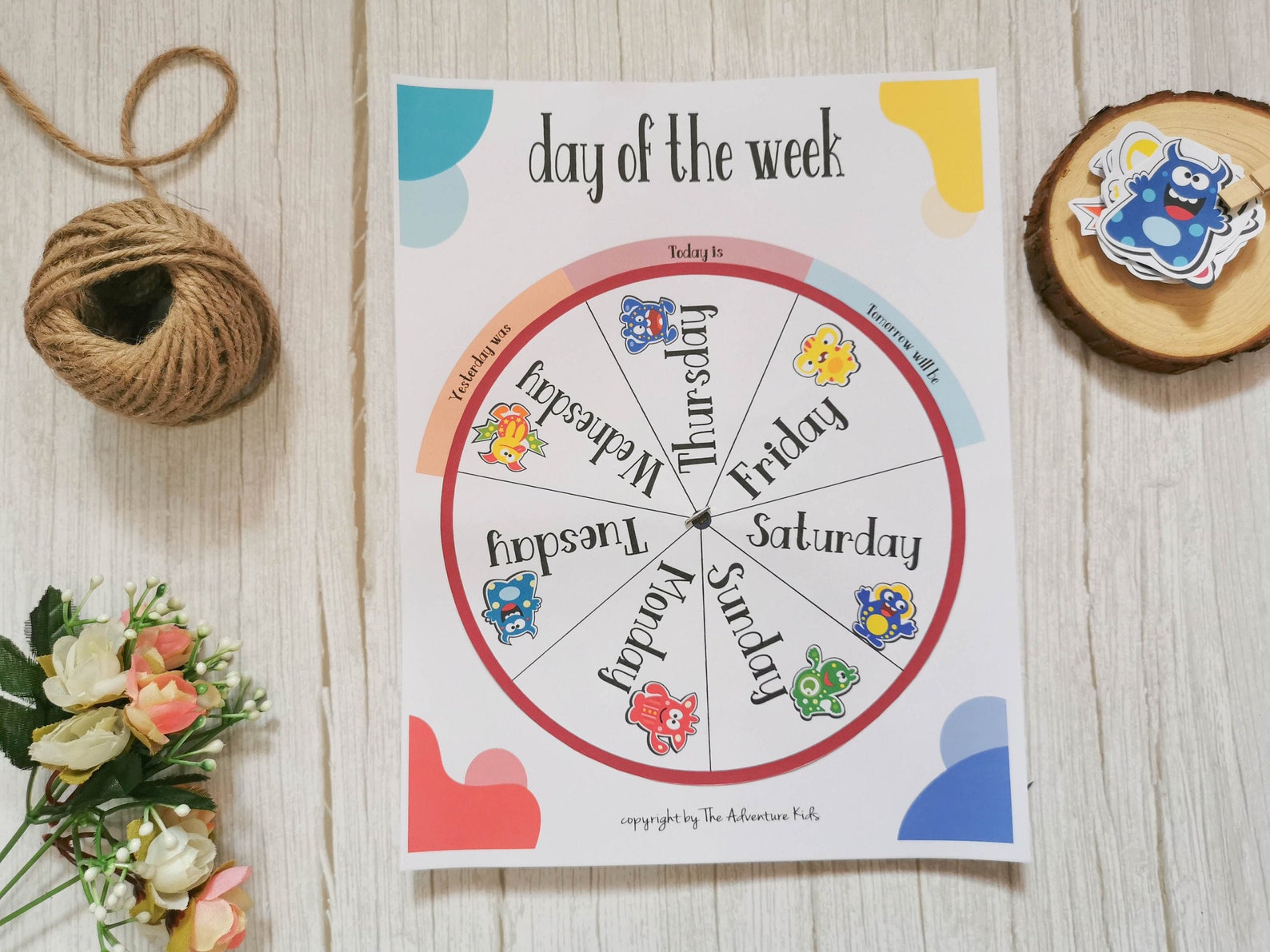Days of the Week Printables Wheel, Circle Time, Today is Day of the ...