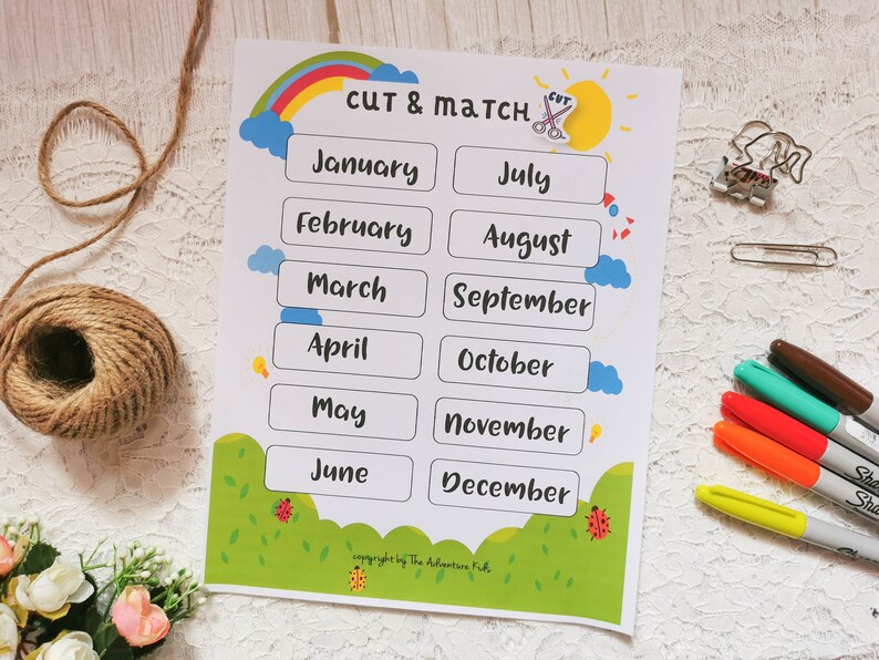 Months of the Year Printables Worksheet Kids Calendar - Etsy