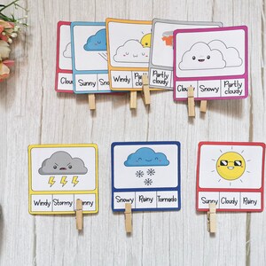 Cartes météo imprimables, Carte météo imprimable, Apprentissage de la météo, Jeu d'association météo, Activité préscolaire, maternelle et école à la maison