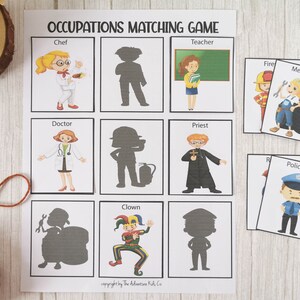 Preschool Career Matching Game Printable, Occupation Learning Printable ...