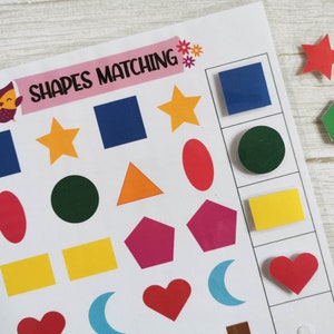 Preschool Shape Matching Printable Game, Shape Sorting Activity, Preschool & Kindergarten Learning Game, Homeschool Activity