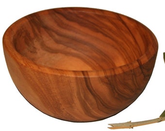 Saladier Rustique En Bois D'olivier - 28 Cm - Fait Main - Marron