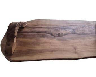 Rustic olive wood cheese board and knife (108A)