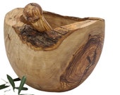 Rustic round natural mortar Large 22 cm and olive wood pestle (6462-1)
