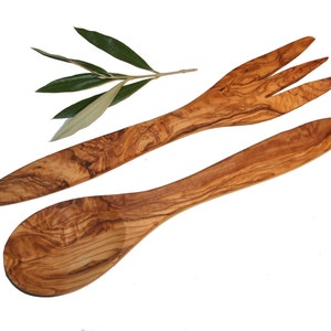 Natural salad server 30 cm in olive wood (6144)