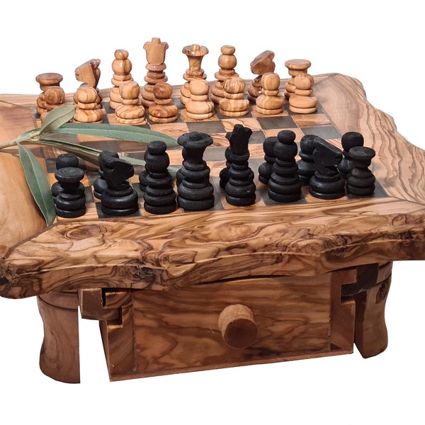 Jeu d'échecs moderne en bois d'olivier (8101)