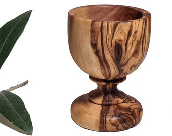 Set of 2 olive wood egg cups (eggs) (1106)