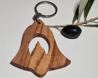 Bell key ring in olive wood (8350)