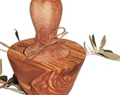Natural conical mortar 13 cm and olive wood pestle (6426)