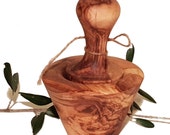 Natural conical mortar 10 cm and olive wood pestle (6428)