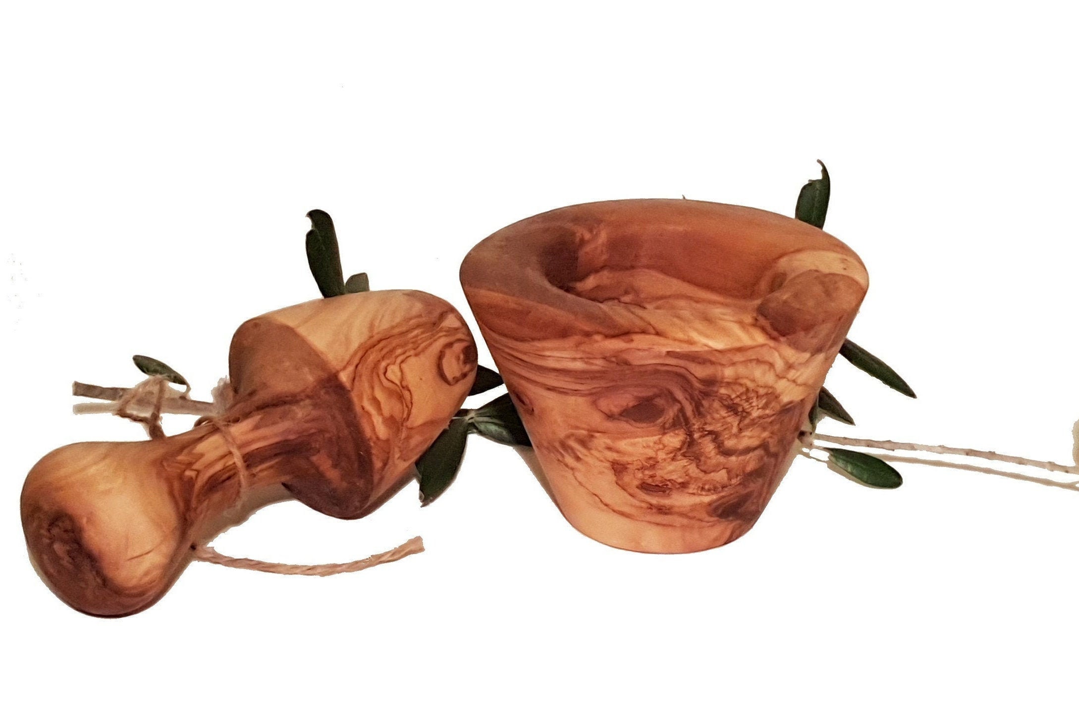 Mortier Conique Naturel 10 cm et Pilon en Bois d'olivier | 6428