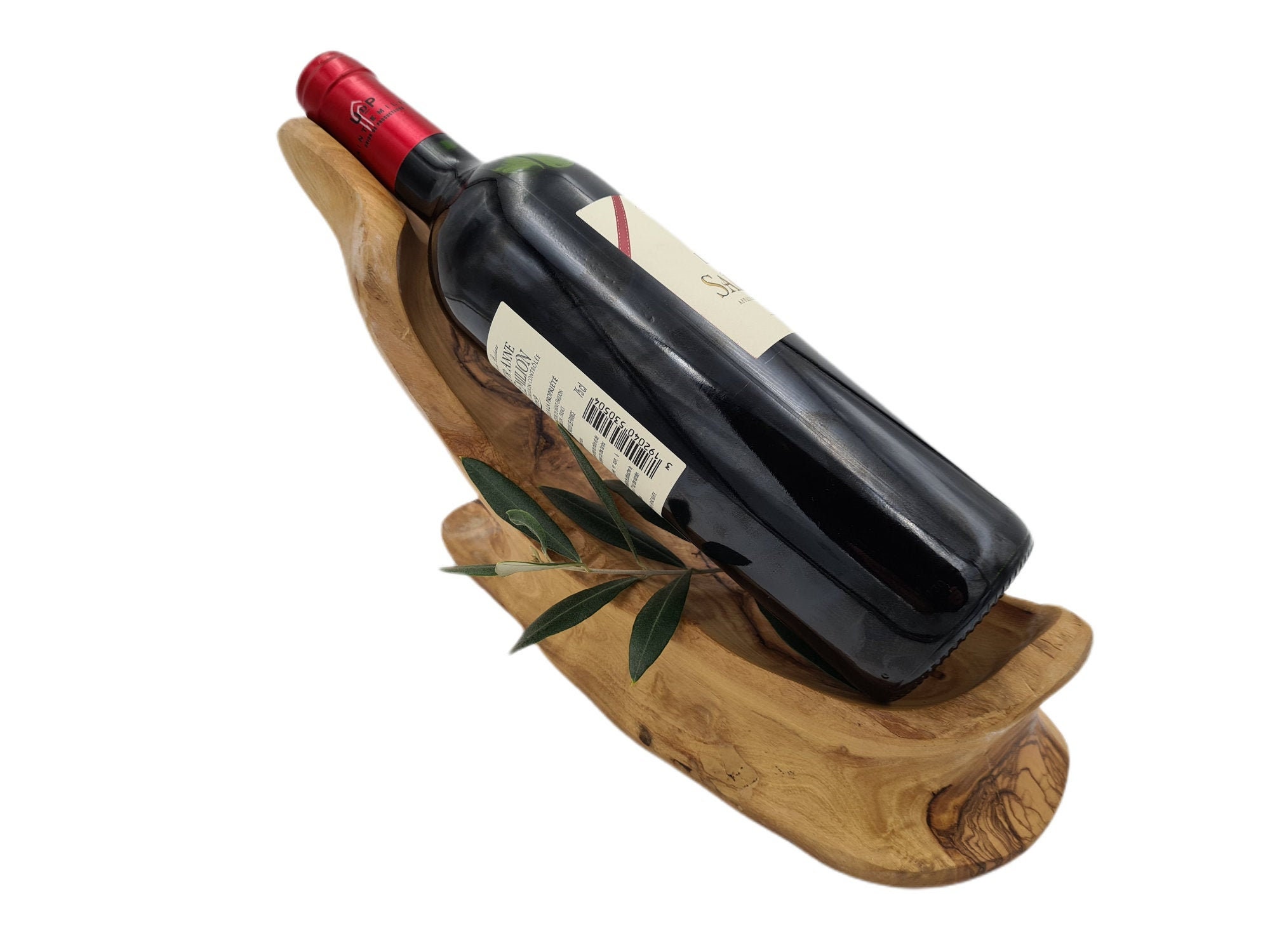 Support Bouteille de Vin en Bois d'olivier Idée Cadeau | 1232