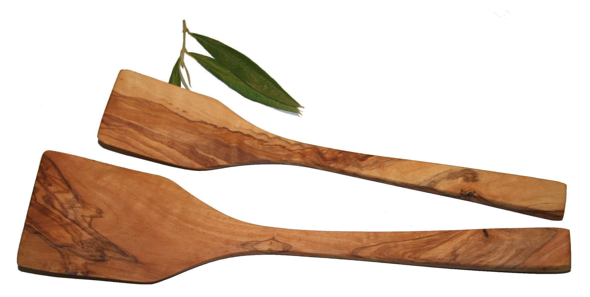 Duo de Spatules Naturelles Galbées en Bois d'olivier | 5201