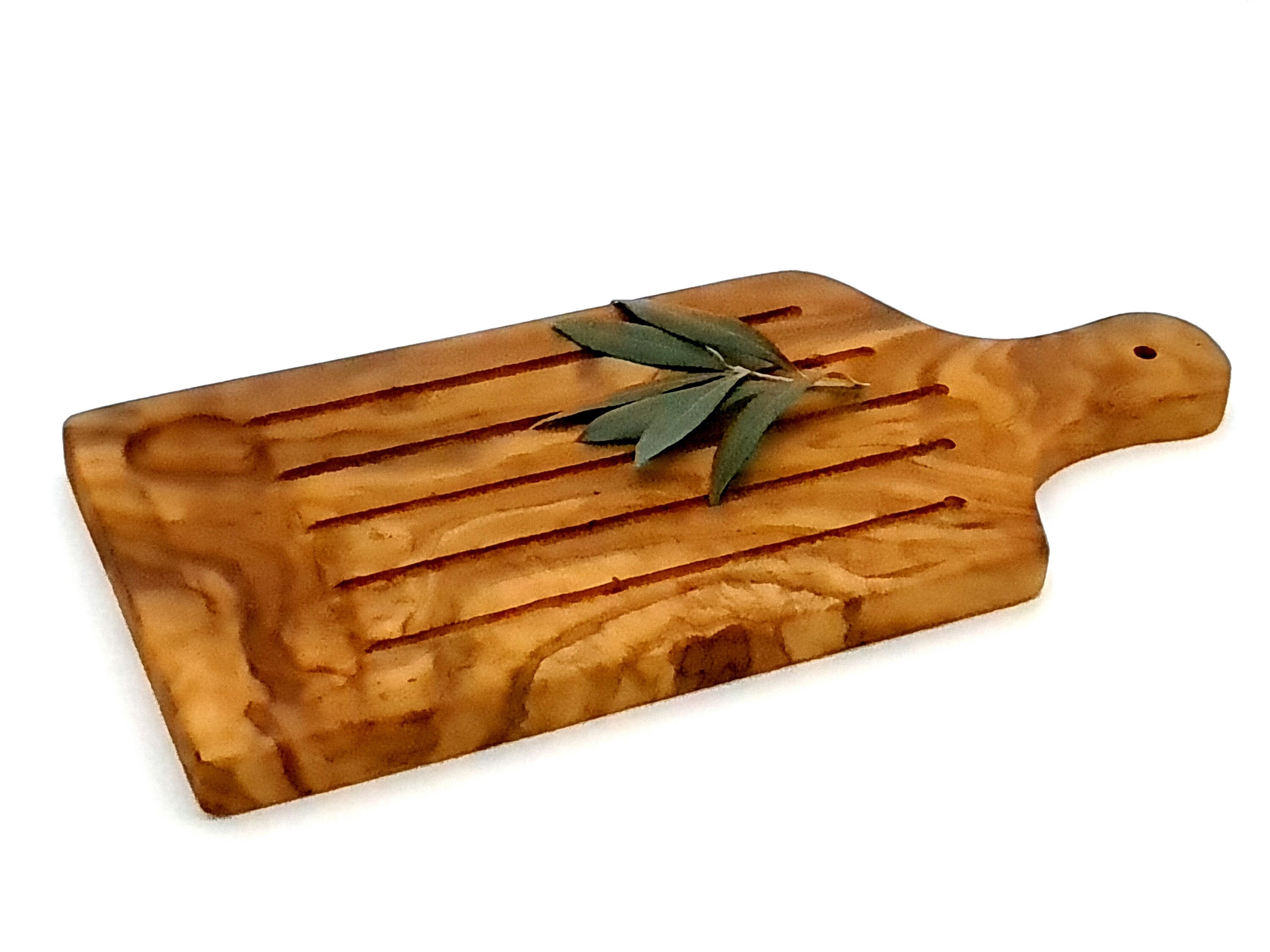 Planche à Viande Naturelle avec Manche Rainures en Bois d'olivier | 6335
