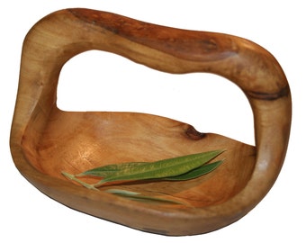 Ravier Ovale en Bois d'Olivier T4 - Artisanat Tunisien Authentique